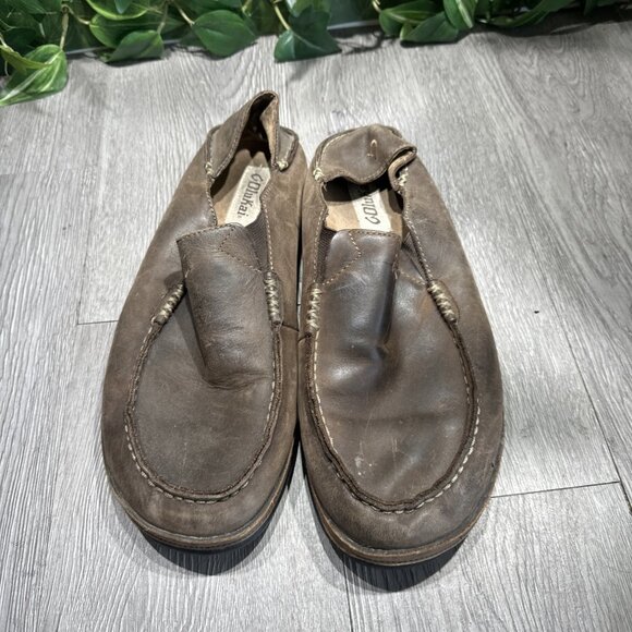Olukai Mens US Sz 9.5 Moloa Brown Leather Slip On Loafer Shoes main image 6